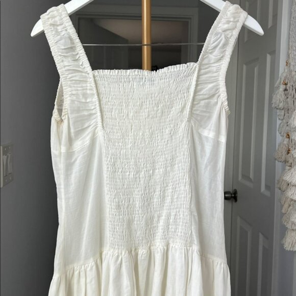 Frankie's Bikinis Christabelle Ruffle Maxi Dress in Sunrose White Large $170 - Picture 7 of 11